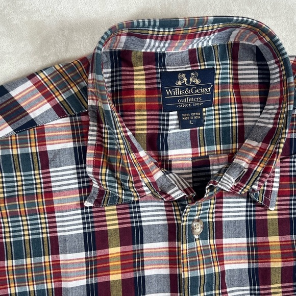 NWT Willis & Geiger Large Plaid Casual Button Indian Madras Patchwork Shirt - Picture 3 of 10